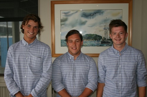 Sam Gilmour, Adam Negri and Adam Middelton leaders after Round Robn One - 2013 CentrePort International Youth Match Racing Championship © RPNYC Events